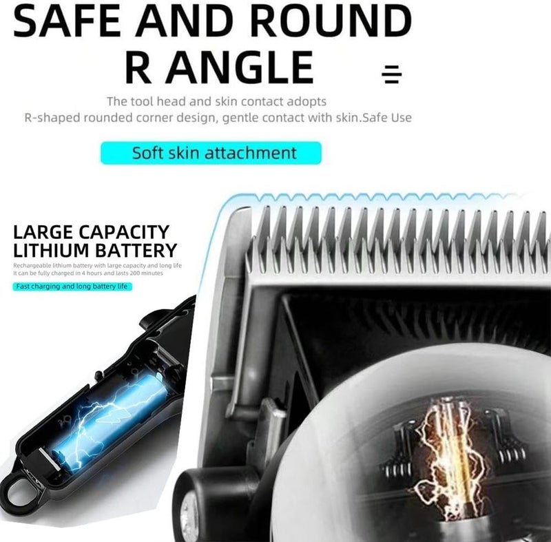 Largner Professional Barber Shaver Set, Hair Clippers for Men, Cordless Beard Trimmer & Electric Razor Shavers for Men, Rechargeable Set Barber Hair Cutting Kit Men's Grooming Kit - Image 3